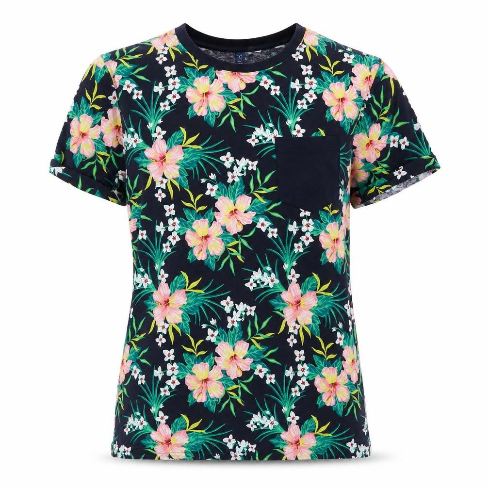 Front view of Divided women’s blue cotton basic t-shirt, size XS, crew neck
