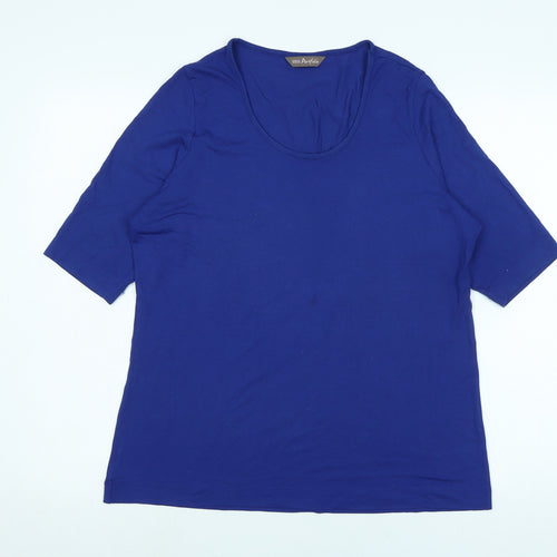 Marks and Spencer Womens Blue Cotton Basic T-Shirt Size 18 Scoop Neck