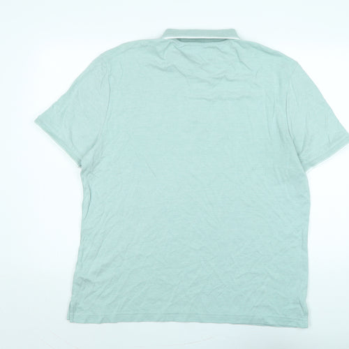 Marks and Spencer Mens Green Polyester Polo Size LT Collared Button