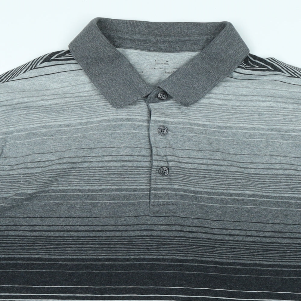 Marks and Spencer Mens Grey Cotton Polo Size L Collared