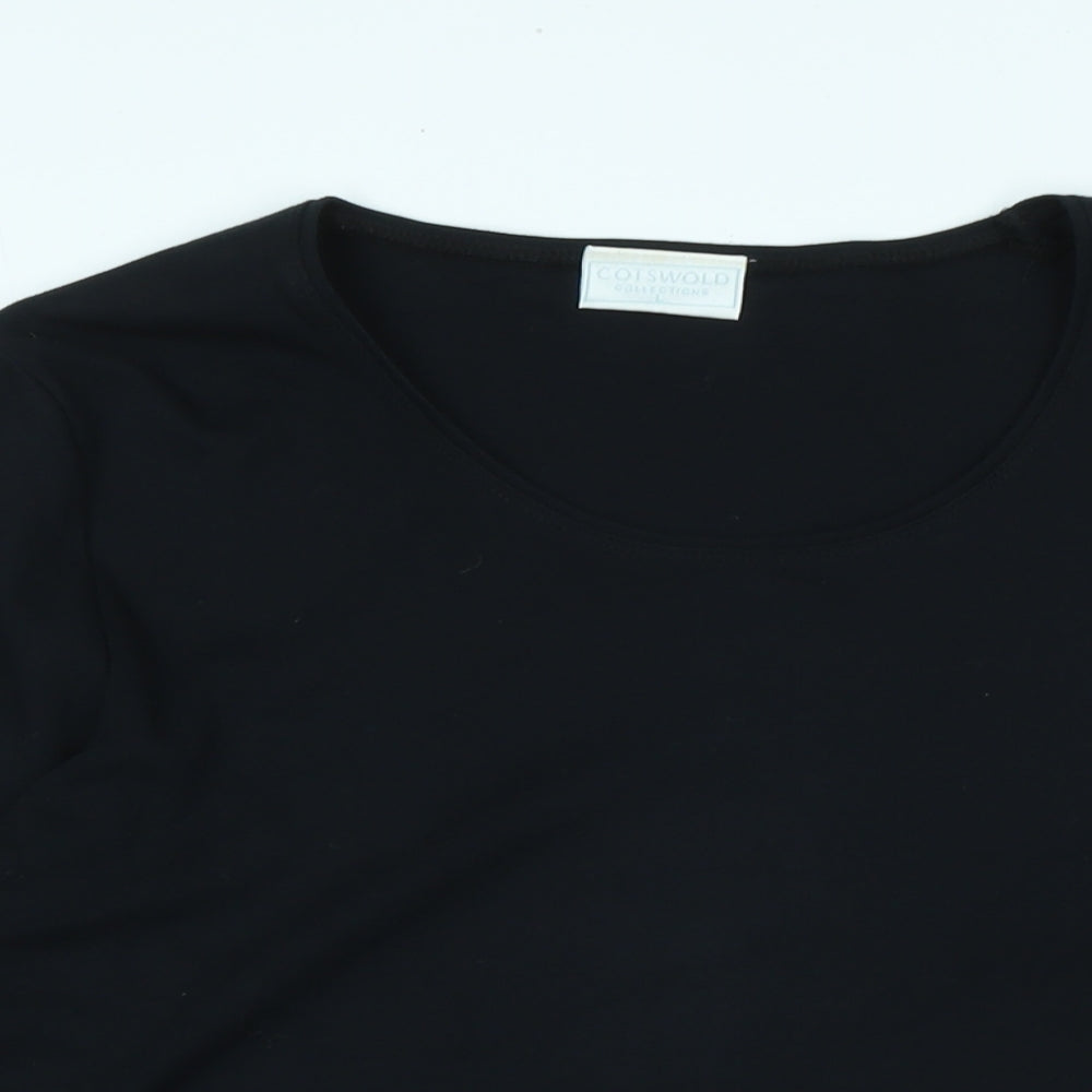 Cotswold Womens Black Cotton Basic T-Shirt Size L Scoop Neck