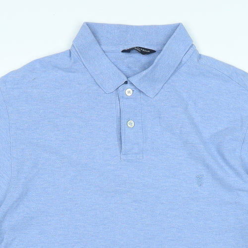 Marks and Spencer Mens Blue Cotton Polo Size M Collared Button