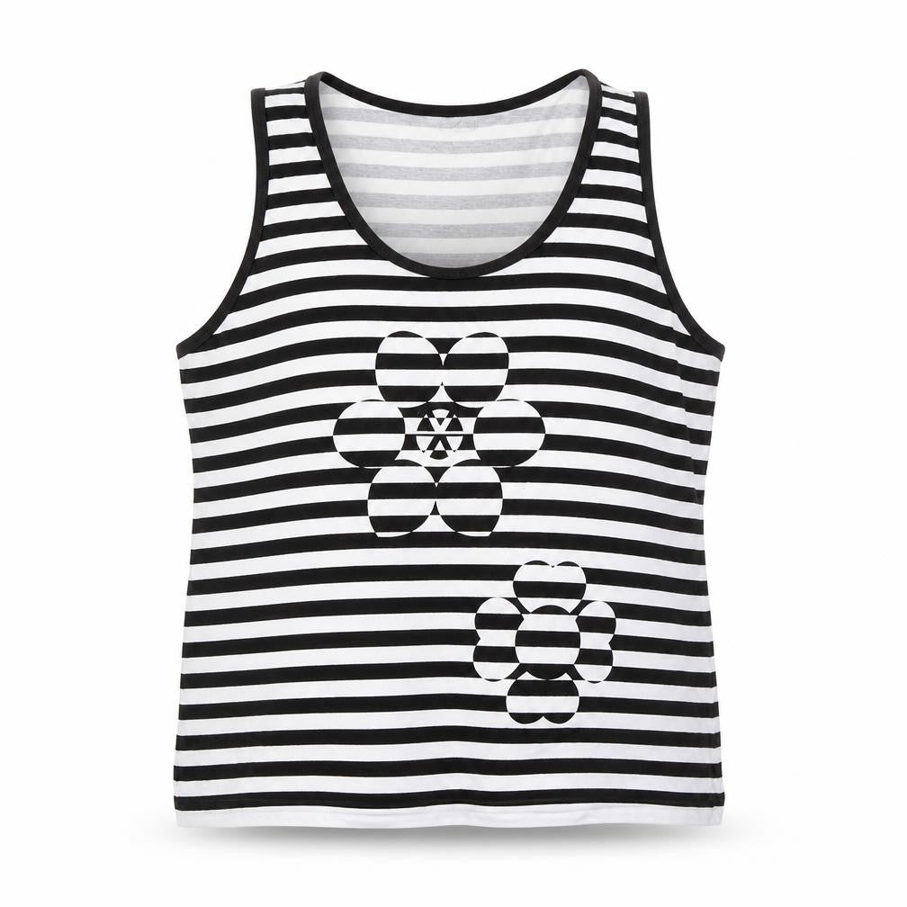 Front view of Lakeland women’s blue cotton basic tank, size UK 16, scoop neck