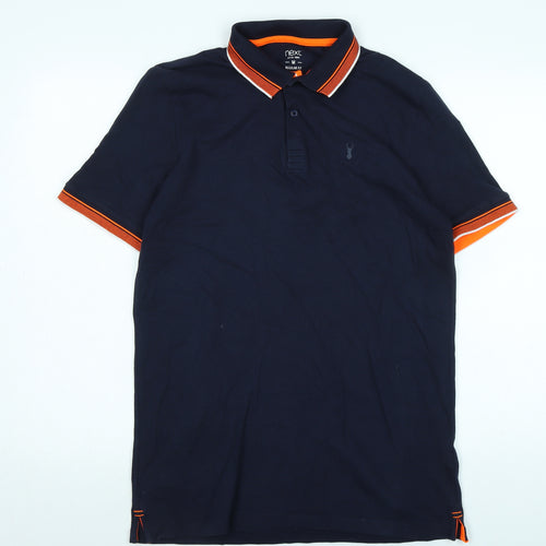 NEXT Mens Blue Cotton Polo Size M Collared Button