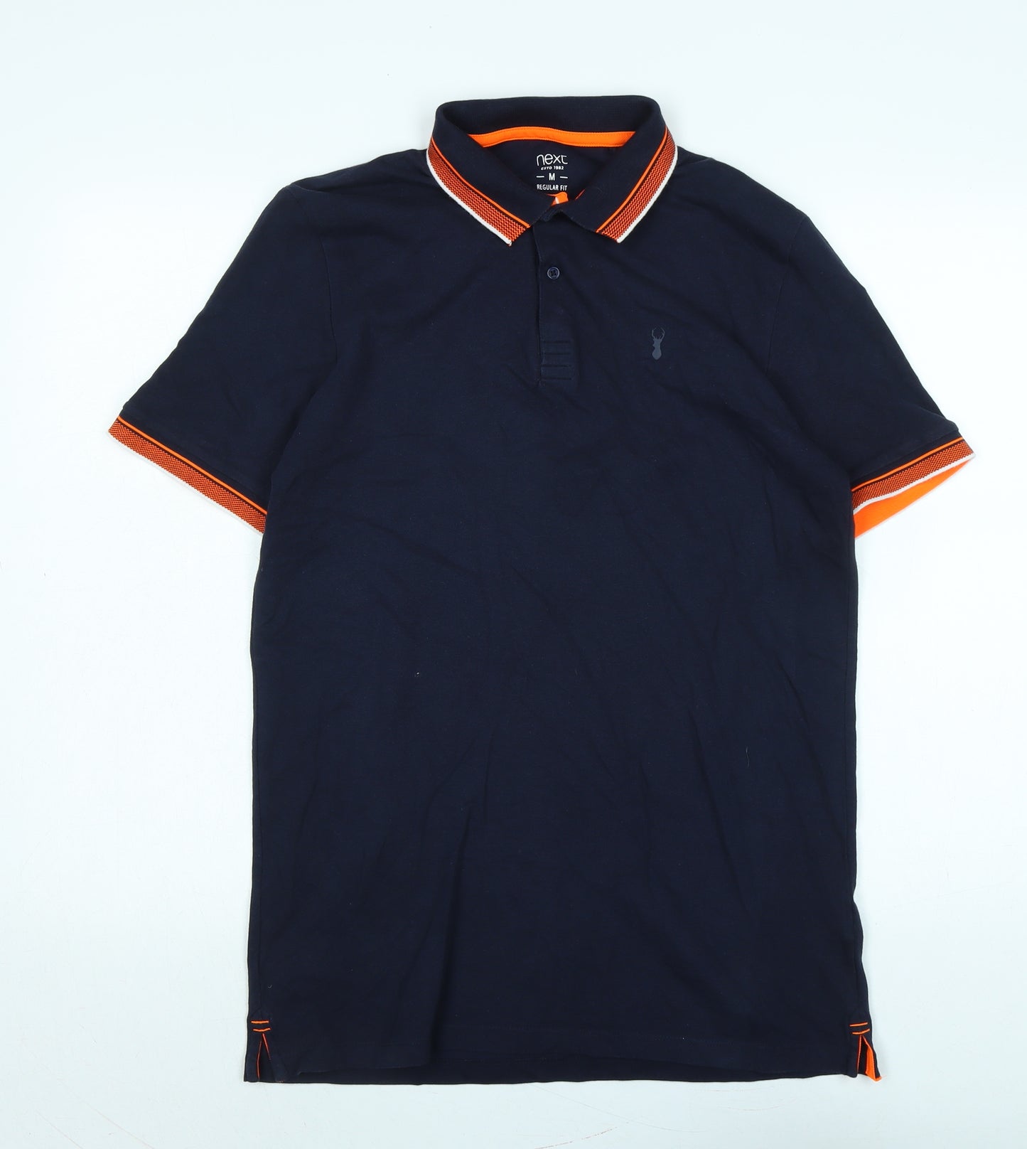 NEXT Mens Blue Cotton Polo Size M Collared Button