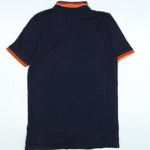 NEXT Mens Blue Cotton Polo Size M Collared Button