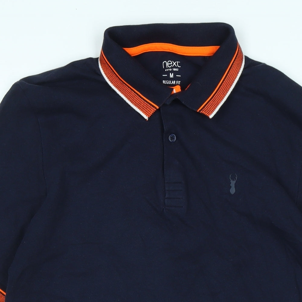 NEXT Mens Blue Cotton Polo Size M Collared Button