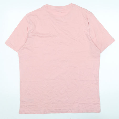 Marks and Spencer Mens Pink Cotton T-Shirt Size L Crew Neck