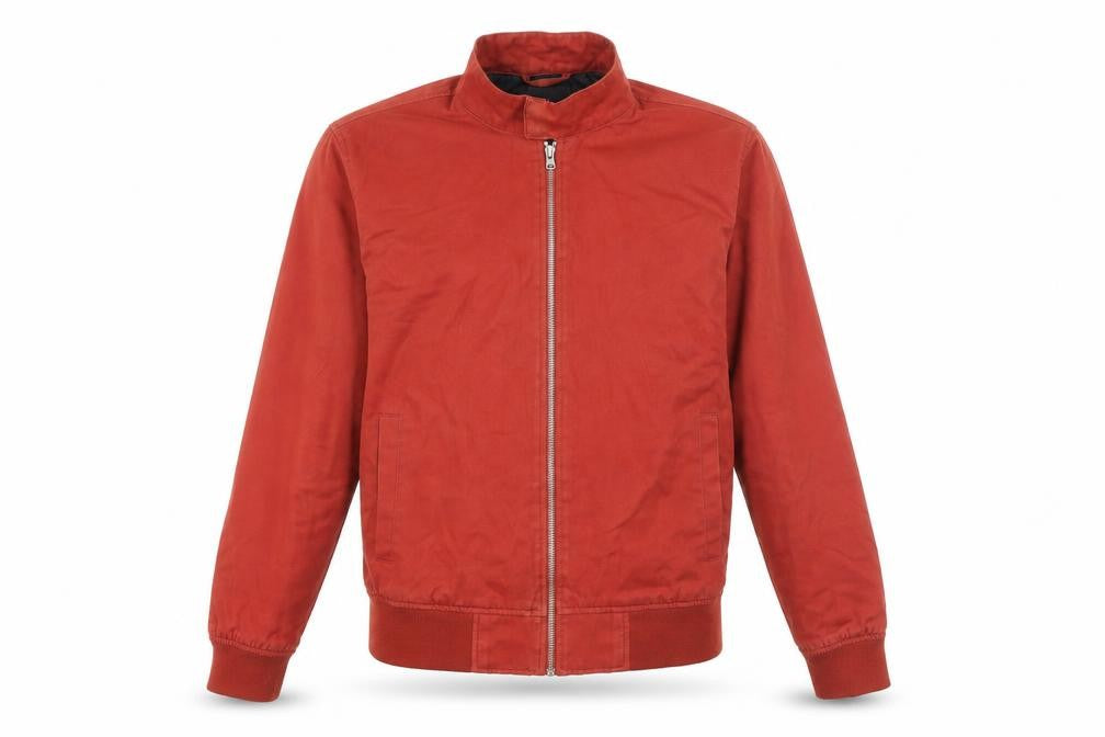 Front view of New Look men’s brown bomber jacket jacket, size S, zip