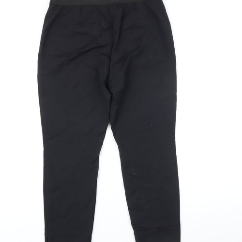 NEXT Womens Black Polyester Cropped Trousers Size 14 L23 in Regular Zip - Elasticated waist