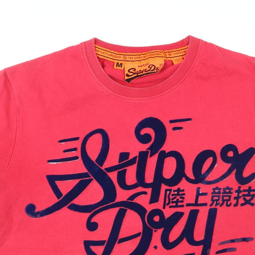 Superdry Mens Red Cotton T-Shirt Size M Round Neck