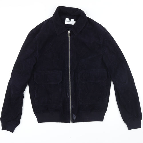 Topman Mens Blue Bomber Jacket Jacket Size M Zip