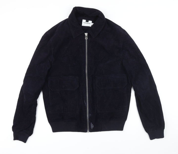 Topman Mens Blue Bomber Jacket Jacket Size M Zip