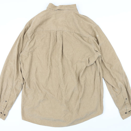 Sonoma Mens Beige Cotton Blend Button-Up Size L Collared Button