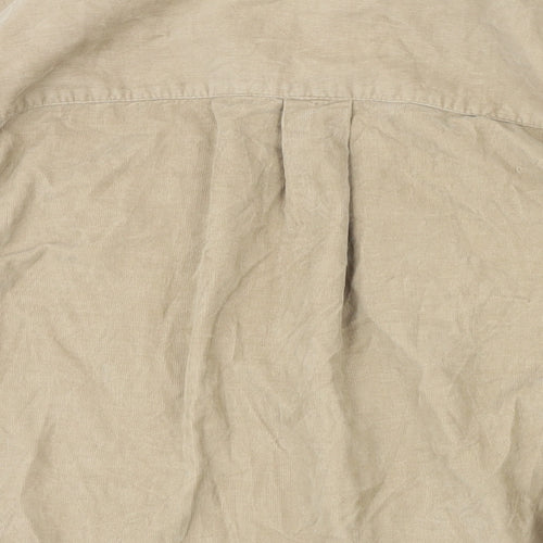Sonoma Mens Beige Cotton Blend Button-Up Size L Collared Button
