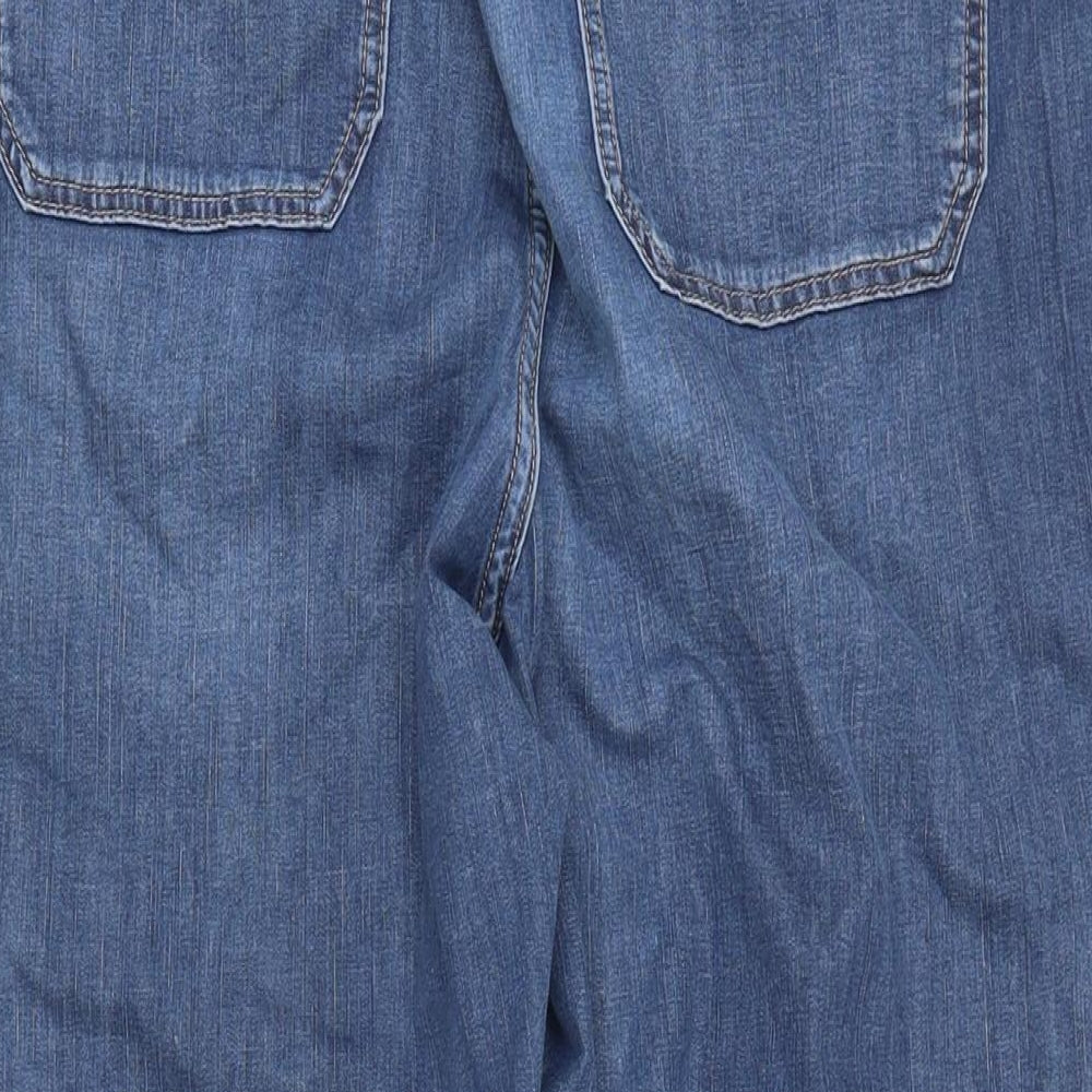 M&S Womens Blue Cotton Tapered Jeans Size 22 L28 in Regular - Elasticated waist & hems