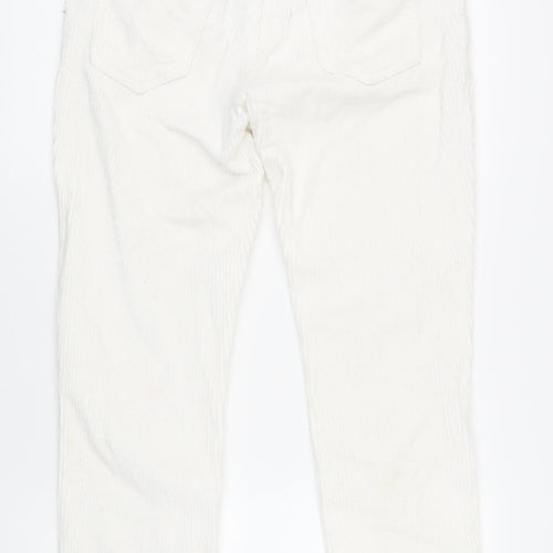 River Island Womens White Cotton Trousers Size 32 in L28 in Regular Tie