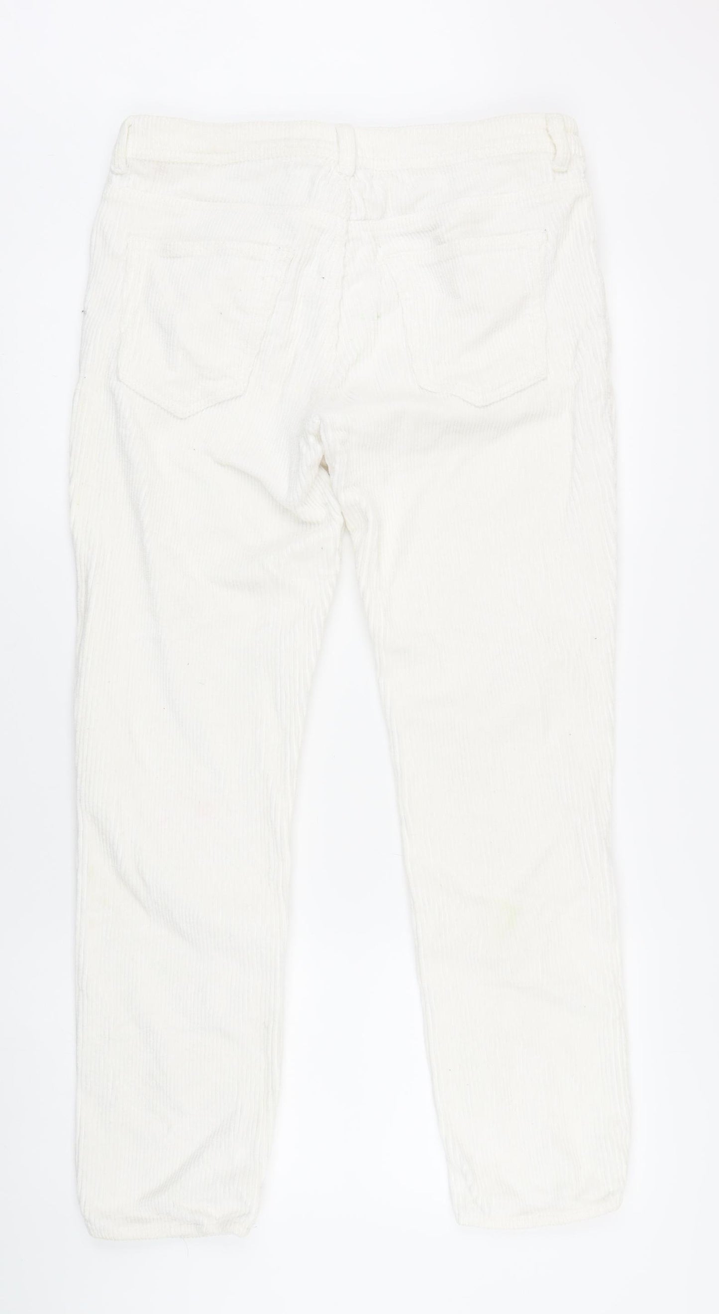 River Island Womens White Cotton Trousers Size 32 in L28 in Regular Tie