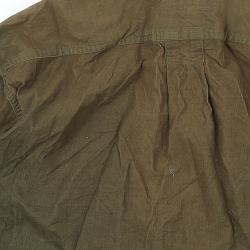 Check Mark Mens Green Cotton Button-Up Size M Collared Button