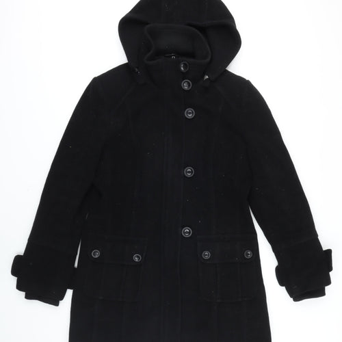 NEXT Womens Black Overcoat Coat Size 10 Zip
