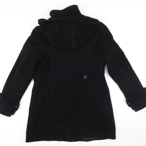 NEXT Womens Black Overcoat Coat Size 10 Zip