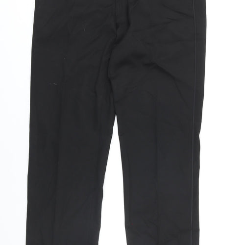 M&S Mens Black Polyester Trousers Size 36 in L33 in Regular Zip