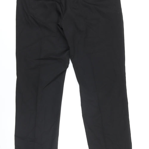 M&S Mens Black Polyester Trousers Size 36 in L33 in Regular Zip