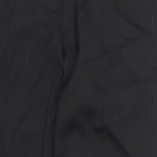 M&S Mens Black Polyester Trousers Size 36 in L33 in Regular Zip