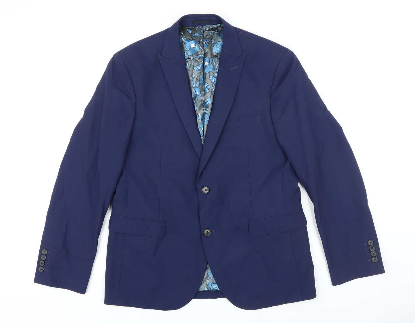 NEXT Mens Blue Polyester Jacket Blazer Size 42 Regular