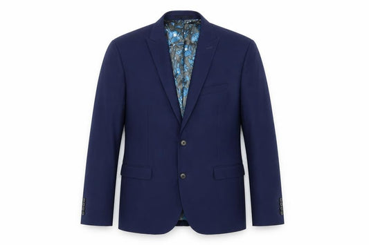 Front view of Next men’s blue polyester jacket blazer, size 42, regular