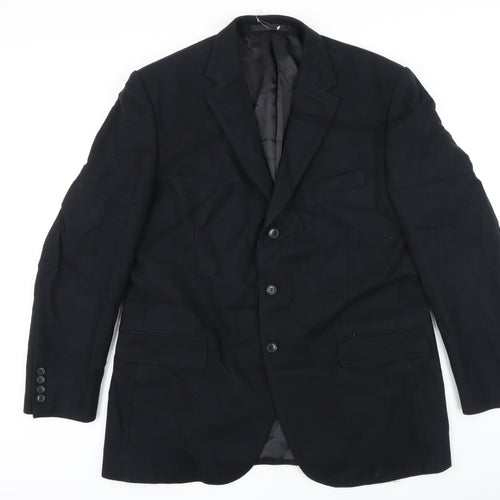 M&S Mens Black Cotton Jacket Blazer Size 44 Big & Tall