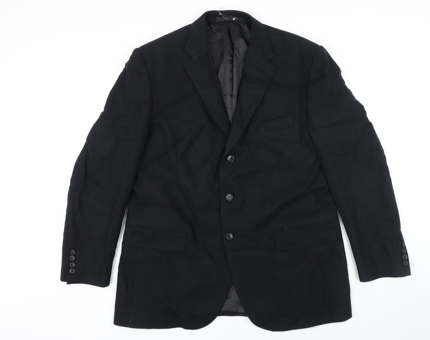 M&S Mens Black Cotton Jacket Blazer Size 44 Big & Tall