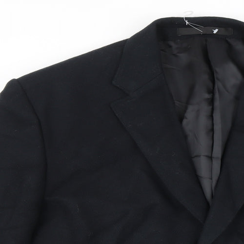 M&S Mens Black Cotton Jacket Blazer Size 44 Big & Tall