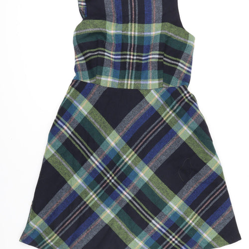 Cath Kidston Womens Multicoloured Check Acrylic Pinafore/Dungaree Dress Size 14 Scoop Neck Zip