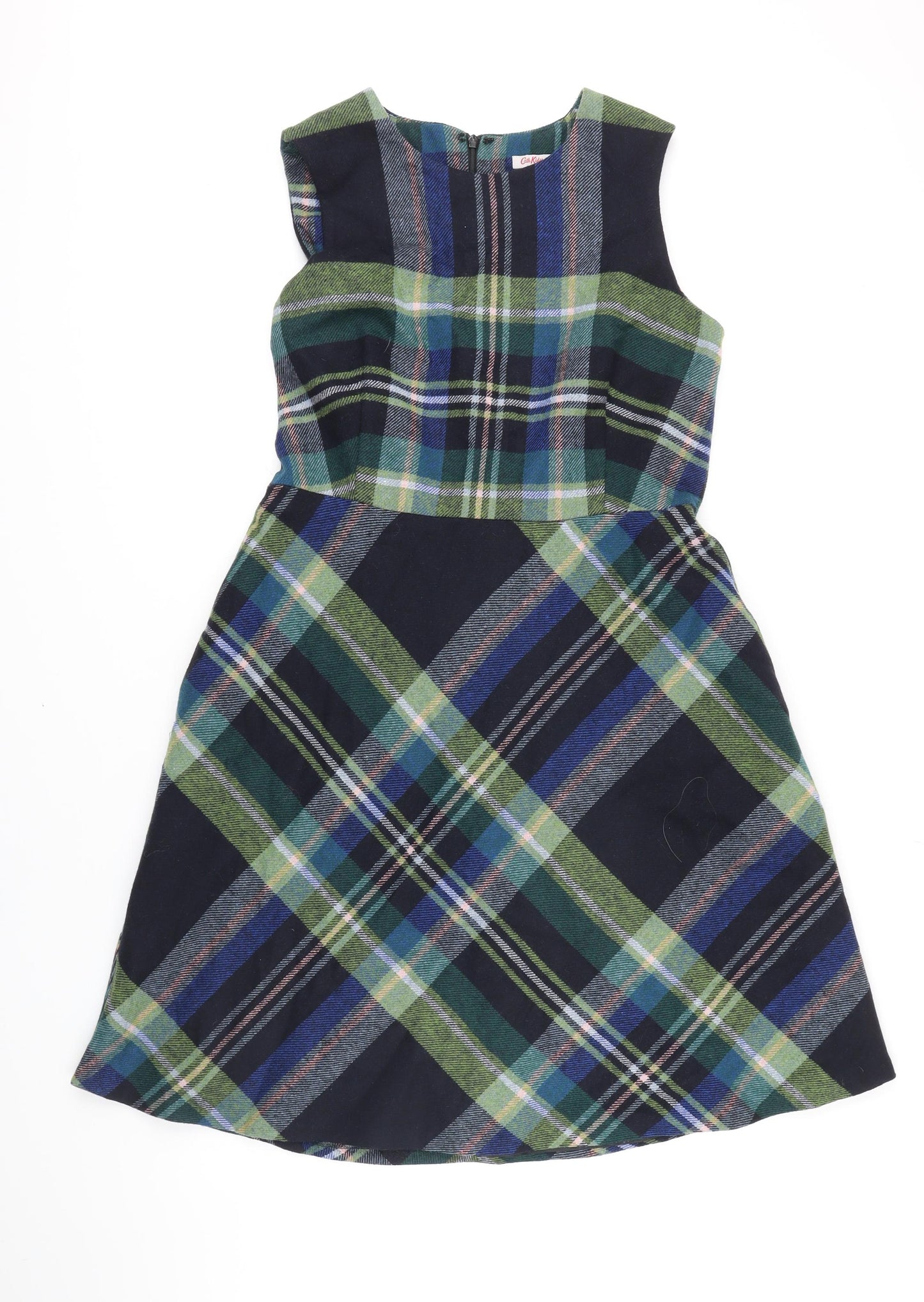 Cath Kidston Womens Multicoloured Check Acrylic Pinafore/Dungaree Dress Size 14 Scoop Neck Zip