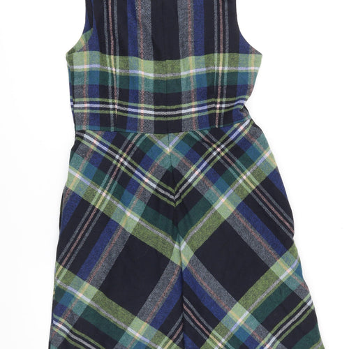 Cath Kidston Womens Multicoloured Check Acrylic Pinafore/Dungaree Dress Size 14 Scoop Neck Zip