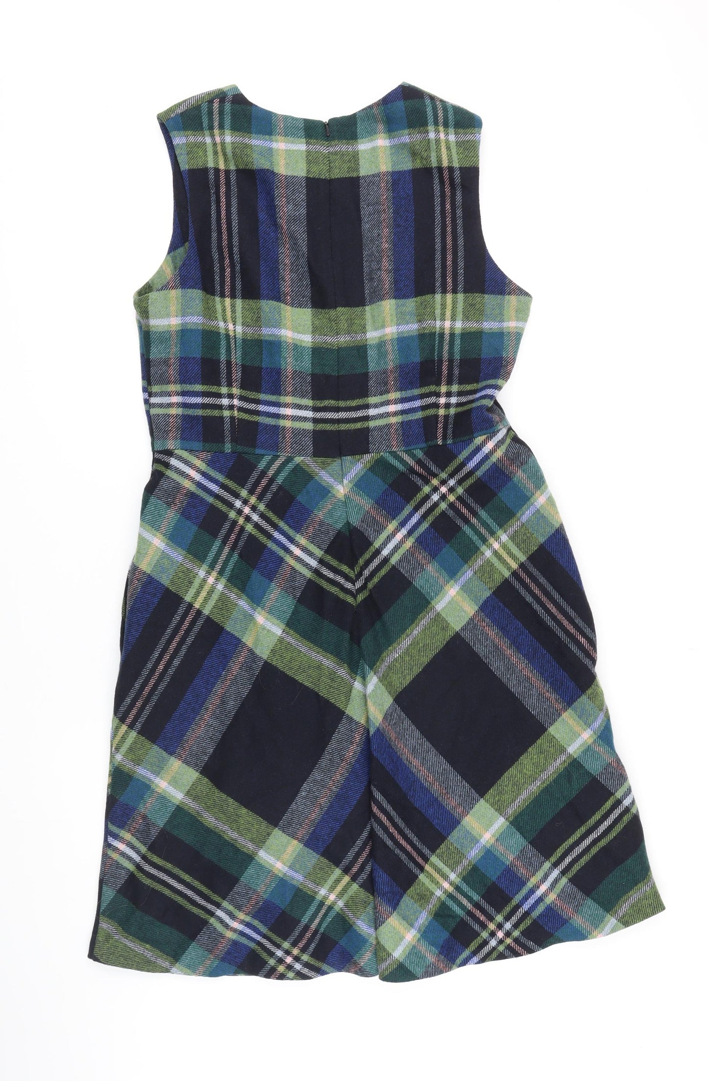 Cath Kidston Womens Multicoloured Check Acrylic Pinafore/Dungaree Dress Size 14 Scoop Neck Zip