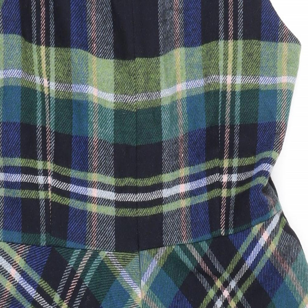 Cath Kidston Womens Multicoloured Check Acrylic Pinafore/Dungaree Dress Size 14 Scoop Neck Zip