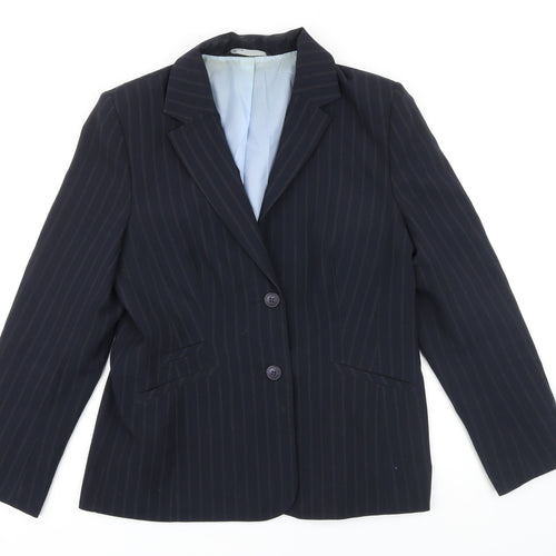 BHS Womens Blue Striped Jacket Blazer Size 14 Button