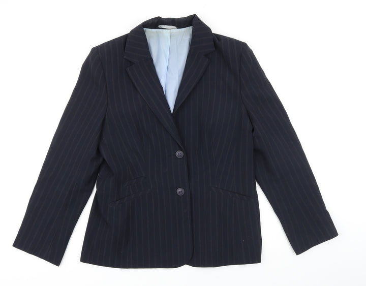 BHS Womens Blue Striped Jacket Blazer Size 14 Button