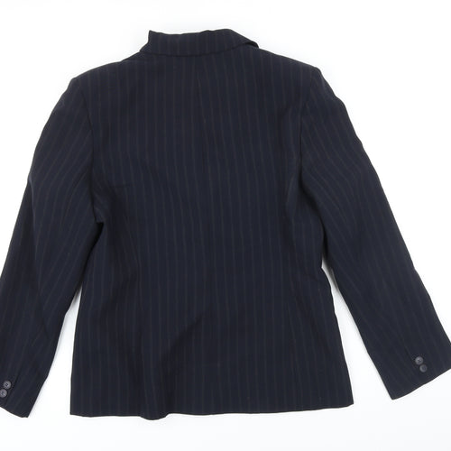 BHS Womens Blue Striped Jacket Blazer Size 14 Button