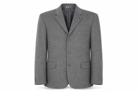 Front view of Cotton Traders men’s grey polyester jacket blazer, size 46, regular