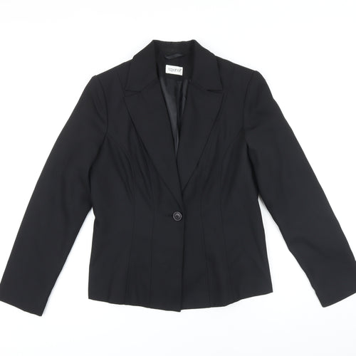 Together Womens Black Jacket Blazer Size 12 Button