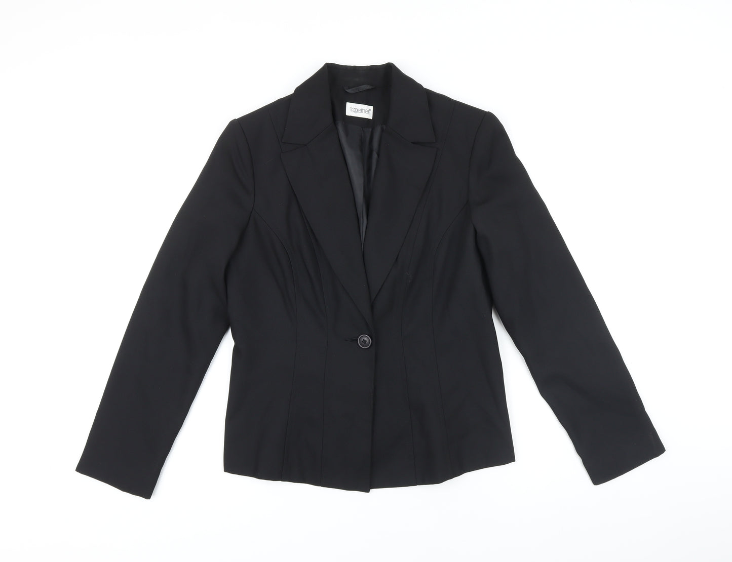 Together Womens Black Jacket Blazer Size 12 Button