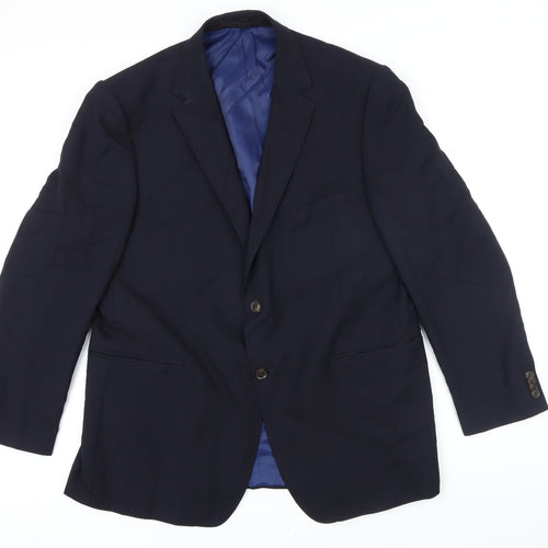 M&S Mens Blue Wool Jacket Blazer Size 44 Regular