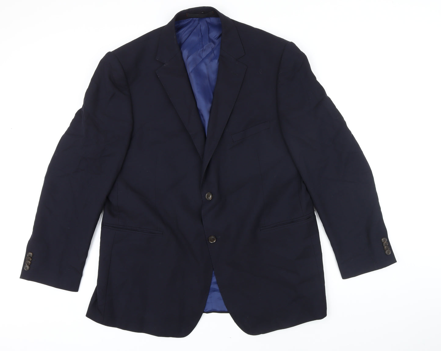 M&S Mens Blue Wool Jacket Blazer Size 44 Regular