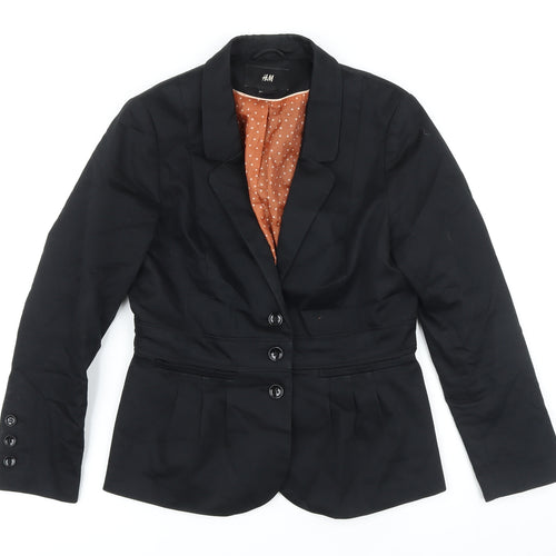 H&M Womens Black Jacket Blazer Size 10 Button