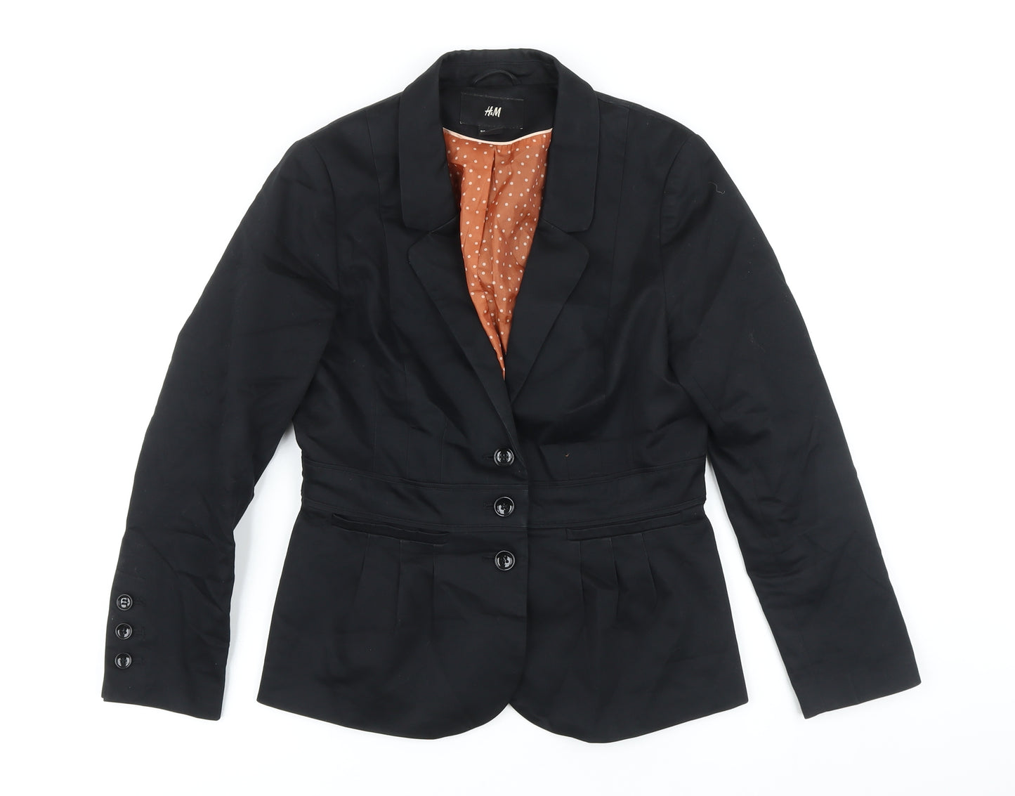 H&M Womens Black Jacket Blazer Size 10 Button