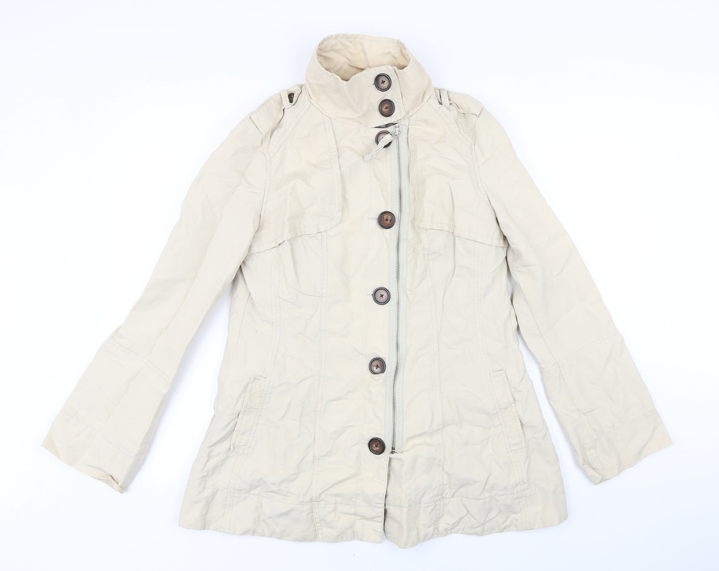NEXT Womens Beige Jacket Coat Size 10 Zip