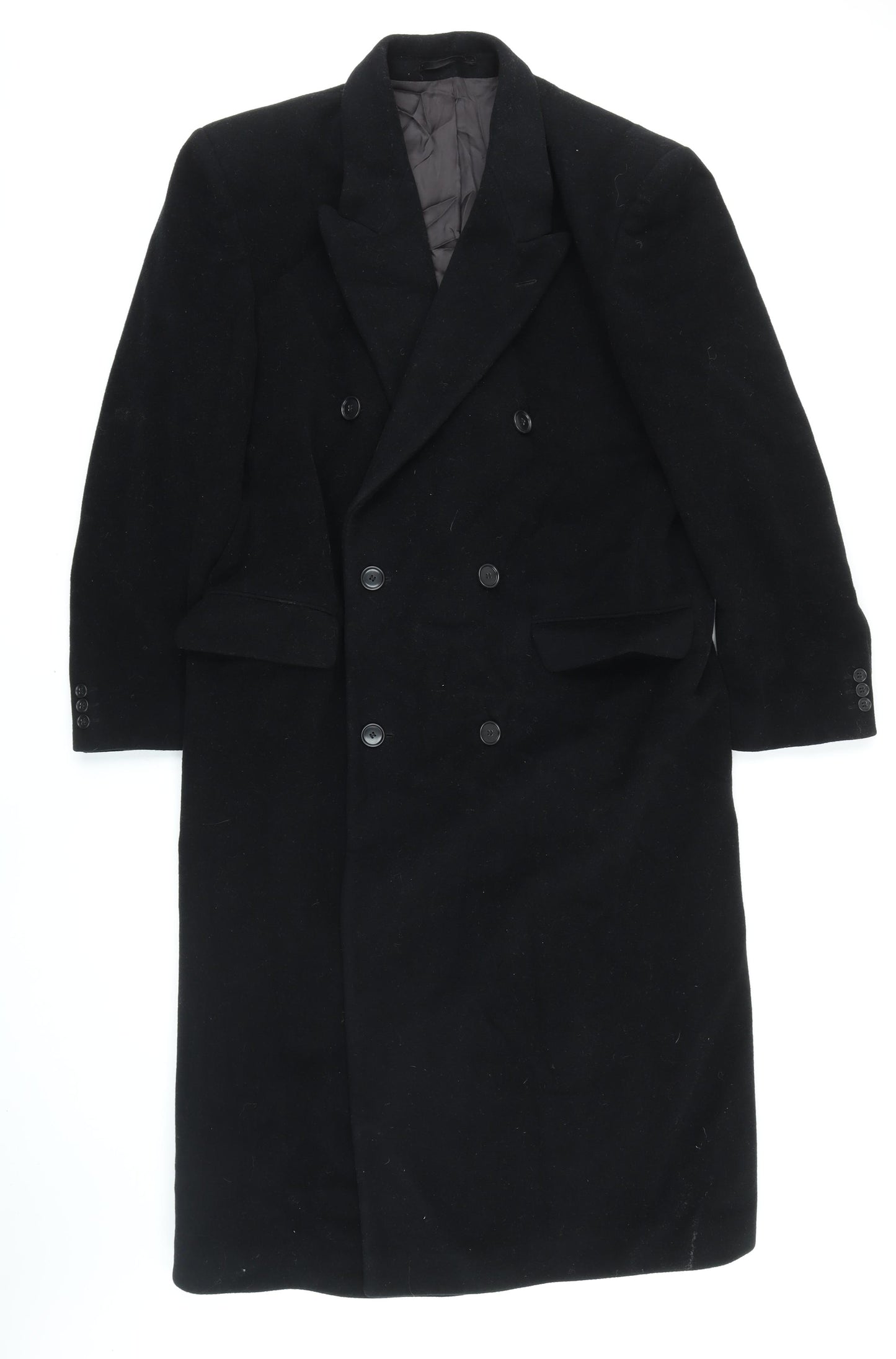 Horne Brothers Mens Black Overcoat Coat Size M Button